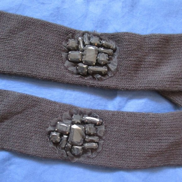 WOMEN'S KENNETH COLE FINGERLESS GLOVES-NEW-BLACK-14" w/STONE DECORATIVE DESIGN - Picture 4 of 5